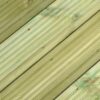 Green Treated UC3 Softwood Pine Deck Board Smooth One Side, Grooved On Reverse 28x145mm Pack Of 20 Pieces – 4.2m